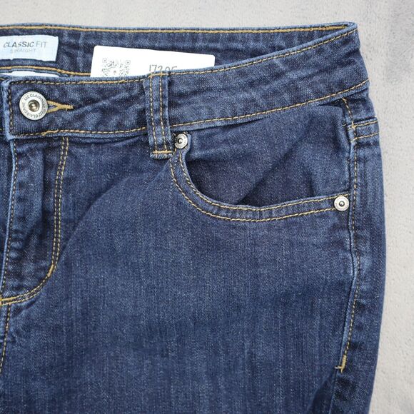 Liz Claiborne Pants Womens 12 Blue Denim Flat Front Classic Fit Straight Jeans - Picture 12 of 16